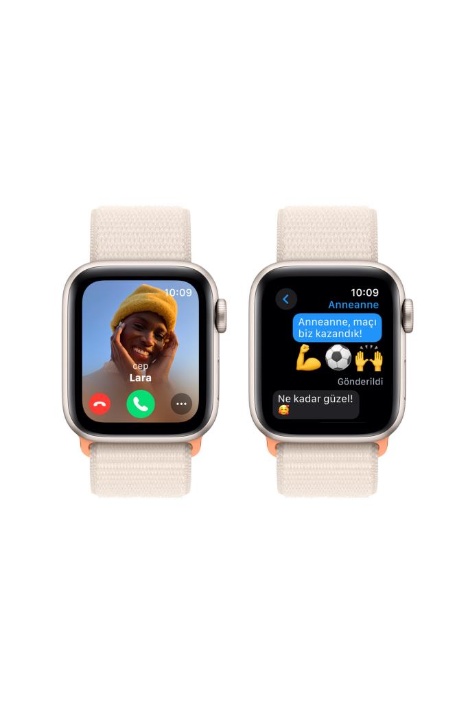 Apple Watch SE 2 2023 GPS 40mm Yıldız Işığı Alüminyum Kasa ve Yıldız Işığı Spor Loop Kordon Akıllı Saat