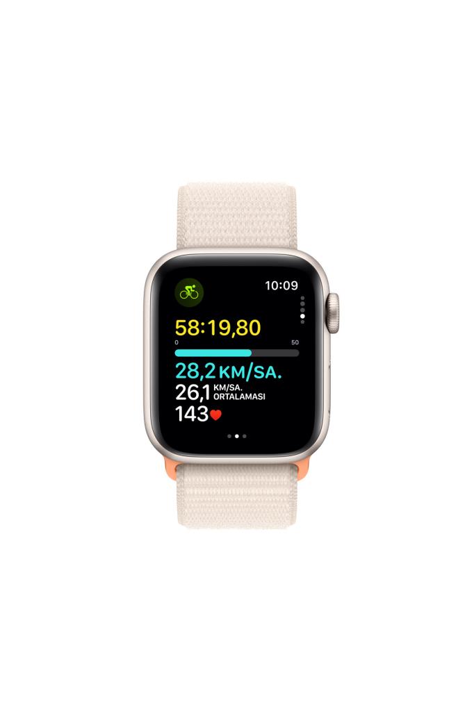Apple Watch SE 2 2023 GPS 40mm Yıldız Işığı Alüminyum Kasa ve Yıldız Işığı Spor Loop Kordon Akıllı Saat