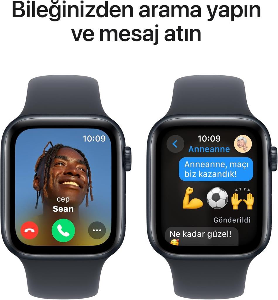 Apple Watch SE 2 GPS 44mm Gece Yarısı Alüminyum Kasa ve Spor Kordon Akıllı Saat - Teşhir