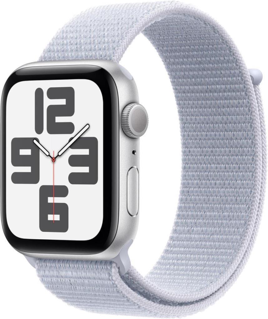 Apple Watch SE 2 2023 GPS 44mm Gümüş Rengi Alüminyum Kasa ve Bulut Mavisi Spor Loop Kordon Akıllı Saat - Teşhir