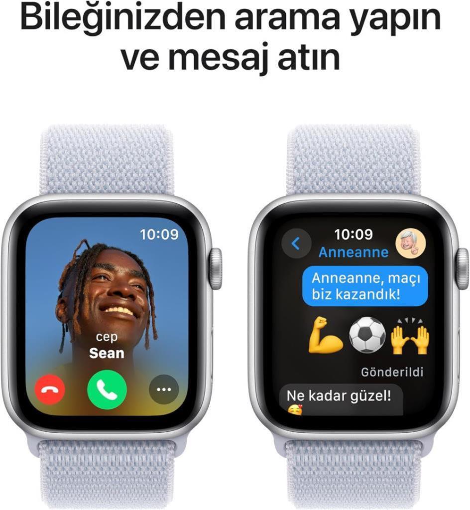 Apple Watch SE 2 2023 GPS 44mm Gümüş Rengi Alüminyum Kasa ve Bulut Mavisi Spor Loop Kordon Akıllı Saat - Teşhir