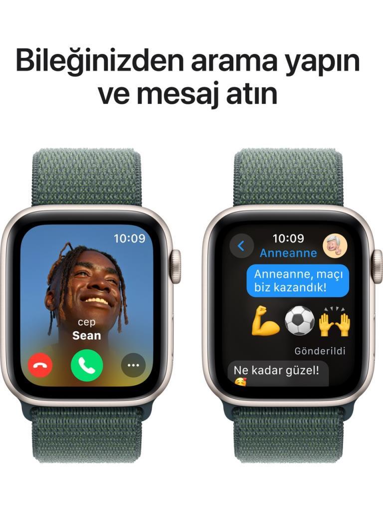 Apple Watch SE 2 2023 GPS 44mm Yıldız Işığı Alüminyum Kasa ve Göl Yeşili Spor Loop Kordon Akıllı Saat - Teşhir
