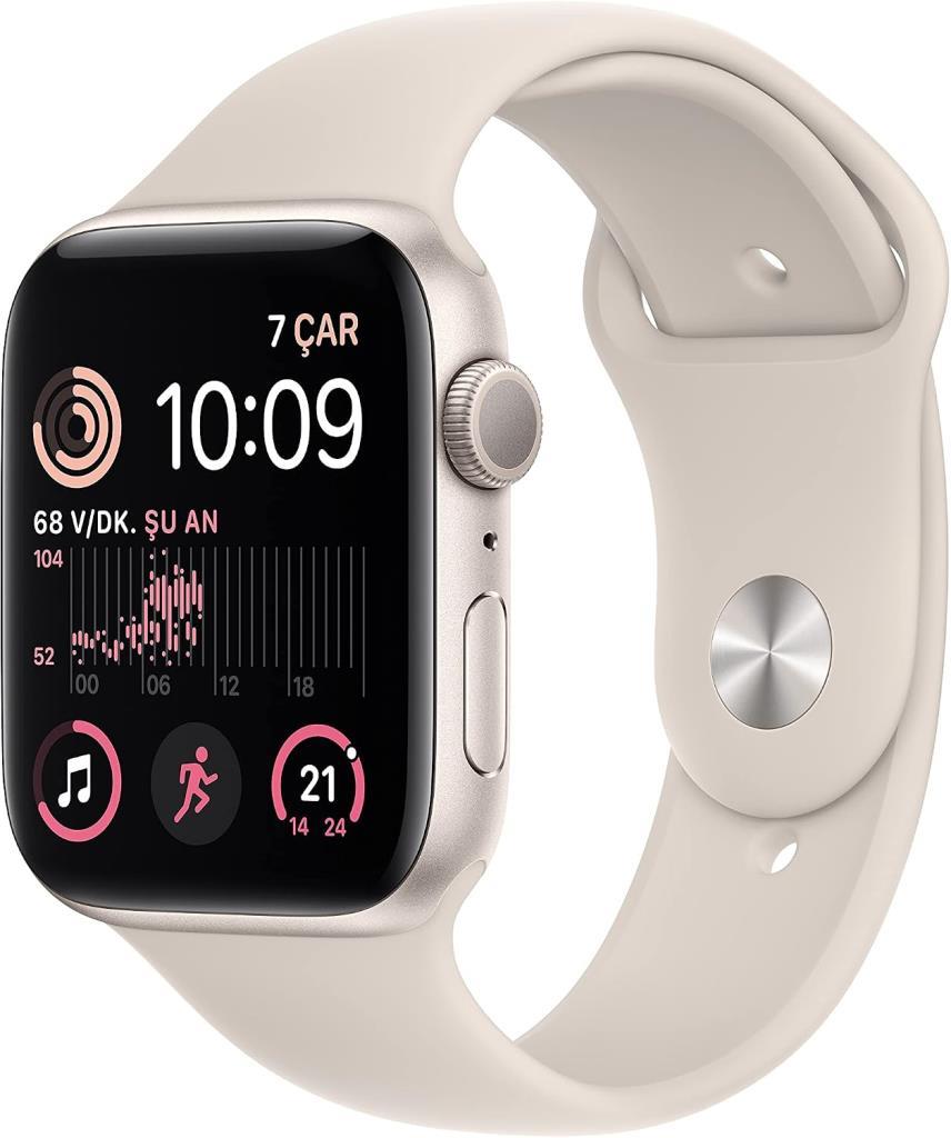 Apple Watch SE 2 GPS 44mm Yıldız Işığı Alüminyum Kasa ve Spor Kordon Akıllı Saat