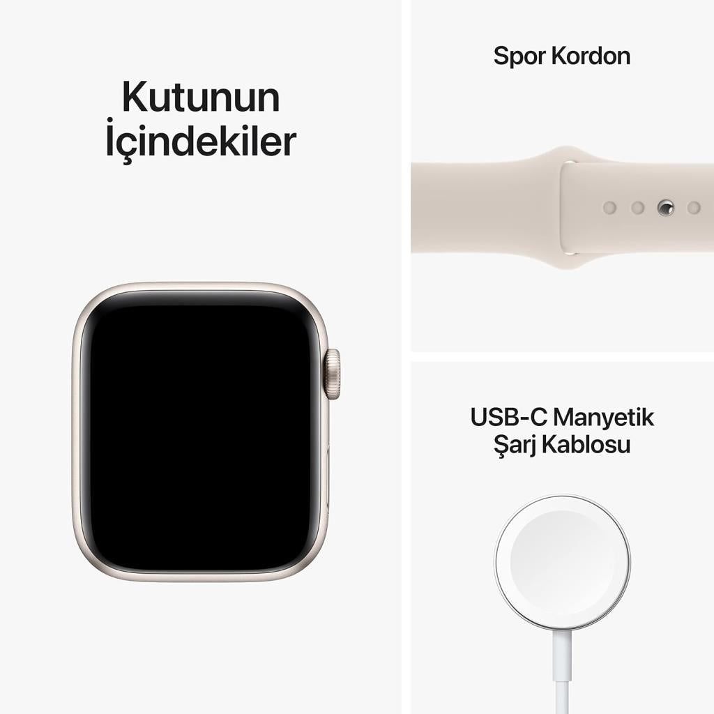 Apple Watch SE 2 GPS 44mm Yıldız Işığı Alüminyum Kasa ve Spor Kordon Akıllı Saat