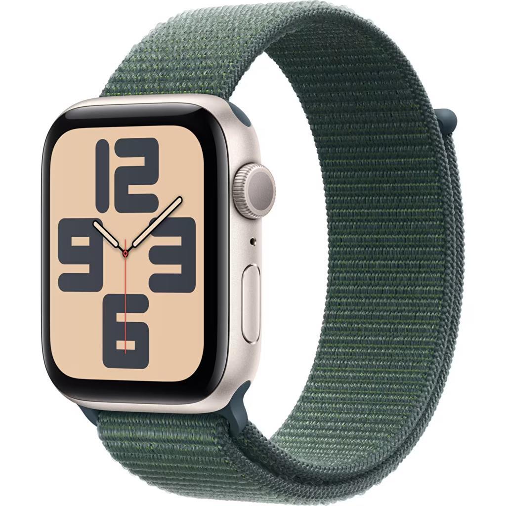 Apple Watch SE (2. nesil) GPS 44 mm Yıldız Işığı Kasa Akıllı Saat ve Göl Yeşili Spor Loop - Standart. Fitness ve Uyku Takibi, T