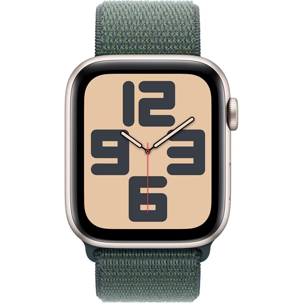 Apple Watch SE (2. nesil) GPS 44 mm Yıldız Işığı Kasa Akıllı Saat ve Göl Yeşili Spor Loop - Standart. Fitness ve Uyku Takibi, T