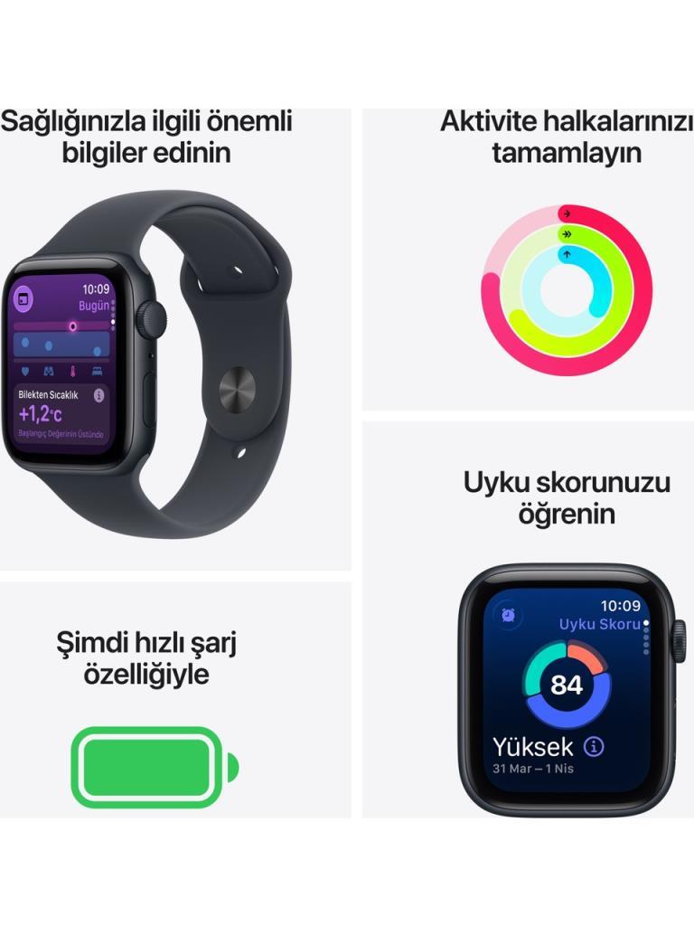 Apple Watch SE 3 GPS 44mm Yıldız Işığı Alüminyum Kasa ve Yıldız Işığı Spor Kordon Akıllı Saat