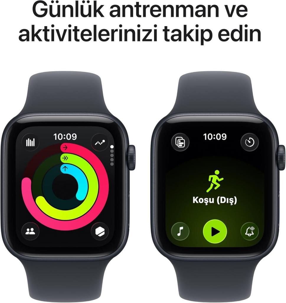 Apple Watch SE 3 GPS 44mm Gece Yarısı Alüminyum Kasa ve Gece Yarısı Spor Kordon Akıllı Saat (Apple Türkiye Garantili)