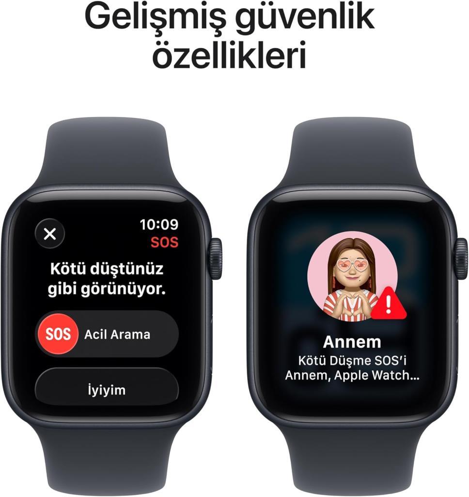 Apple Watch SE 3 GPS 44mm Gece Yarısı Alüminyum Kasa ve Gece Yarısı Spor Kordon Akıllı Saat (Apple Türkiye Garantili)