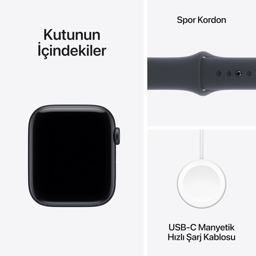 Apple Watch SE 3 GPS 44mm Gece Yarısı Alüminyum Kasa ve Gece Yarısı Spor Kordon Akıllı Saat Outlet (Açıklamayı Okuyunuz)
