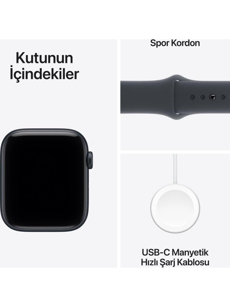 Apple Watch SE 3 GPS 44mm Gece Yarısı Alüminyum Kasa ve Gece Yarısı Spor Kordon Akıllı Saat Outlet (Açıklamayı Okuyunuz)