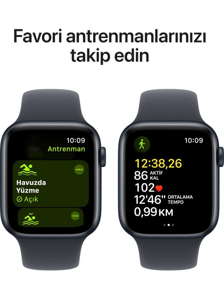 Apple Watch SE 2 2023 GPS 40mm Gece Yarısı Alüminyum Kasa ve Spor Kordon Akıllı Saat - Teşhir
