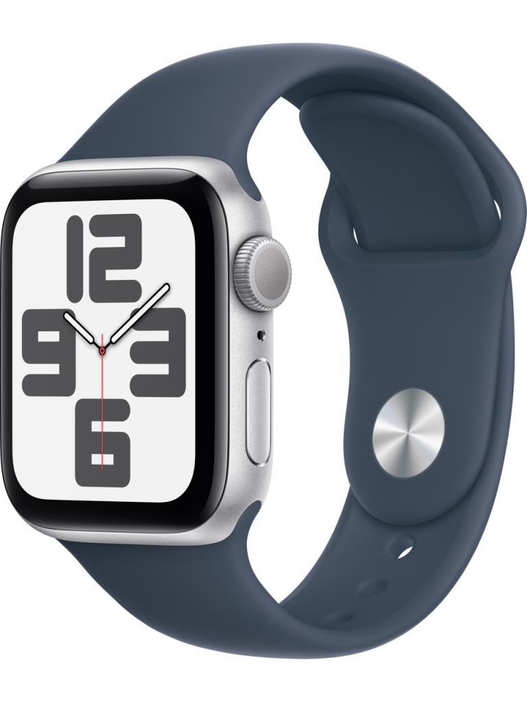 Apple Watch SE 2 2023 GPS 40mm Gümüş Rengi Alüminyum Kasa ve Fırtına Mavisi Spor Kordon Akıllı Saat Teşhir
