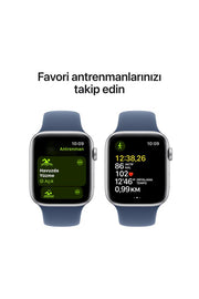 Apple Watch SE GPS 40mm Gümüş Alüminyum Kasa + Kot Rengi Spor Kordon - M/L