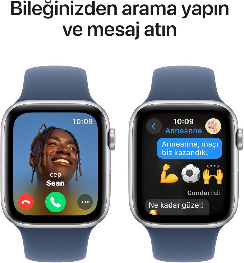 Apple Watch SE 2 2023 GPS 40mm Gümüş Rengi Alüminyum Kasa ve Kot Rengi Spor Kordon Akıllı Saat (Apple Türkiye Garantili)