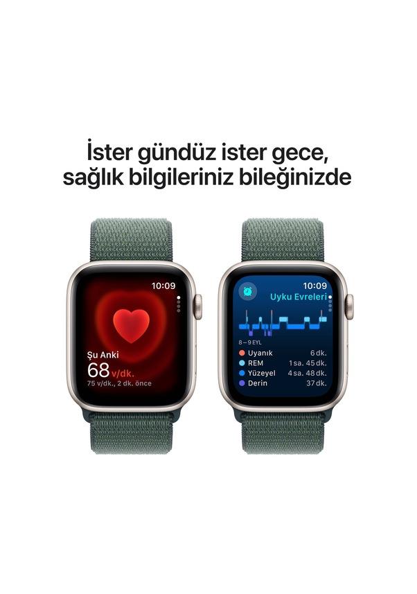 Apple Watch SE 2 2023 GPS 40mm Yıldız Işığı Alüminyum Kasa ve Göl Yeşili Spor Loop Kordon Akıllı Saat - Teşhir