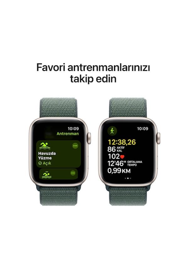 Apple Watch SE 2 2023 GPS 40mm Yıldız Işığı Alüminyum Kasa ve Göl Yeşili Spor Loop Kordon Akıllı Saat - Teşhir