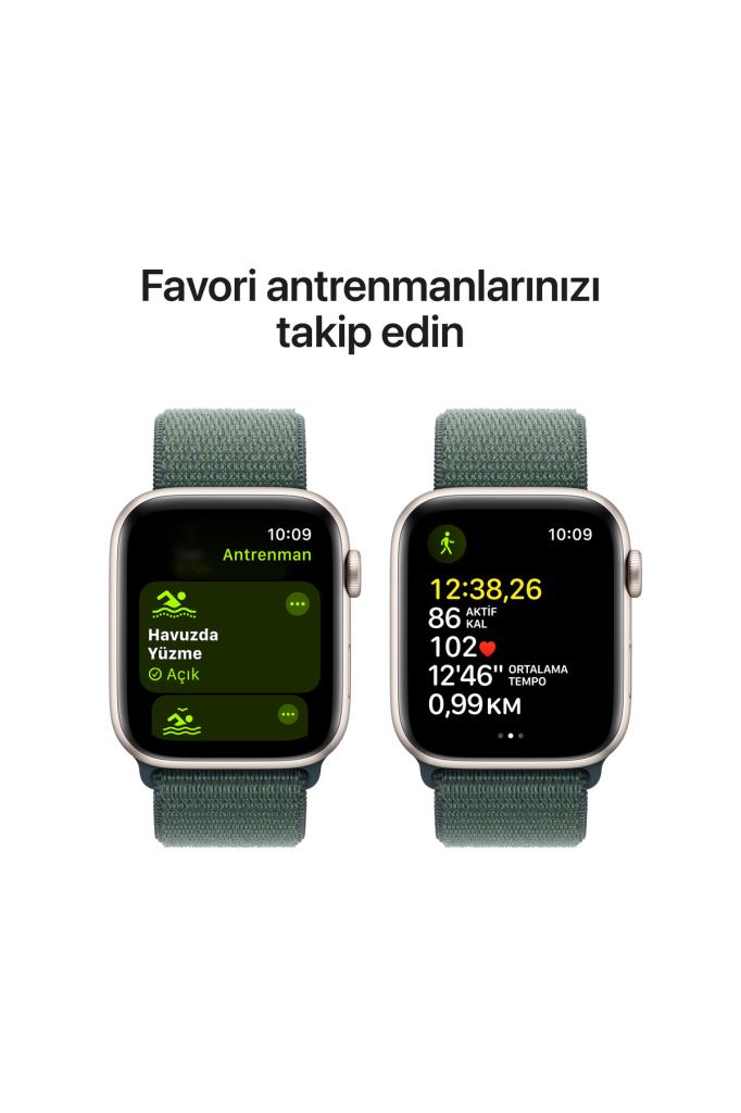 Apple Watch SE GPS 40mm Yıldız Işığı Alüminyum Kasa + Göl Yeşili Spor Loop - OUTLET