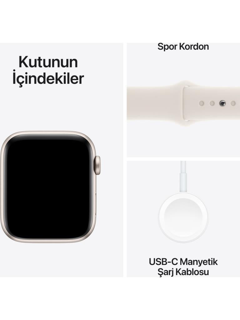Apple Watch SE 2 2023 GPS 40mm Yıldız Işığı Alüminyum Kasa ve Spor Kordon Akıllı Saat (Apple Türkiye Garantili)