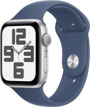 Apple Watch SE 2 2023 GPS 44mm Gümüş Rengi Alüminyum Kasa ve Kot Rengi Spor Kordon Akıllı Saat - Teşhir