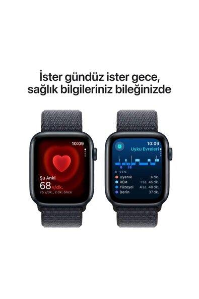 Apple Watch SE 2 2023 GPS 44mm Gece Yarısı Alüminyum Kasa ve Mürekkep Moru Spor Loop Kordon Akıllı Saat - Teşhir