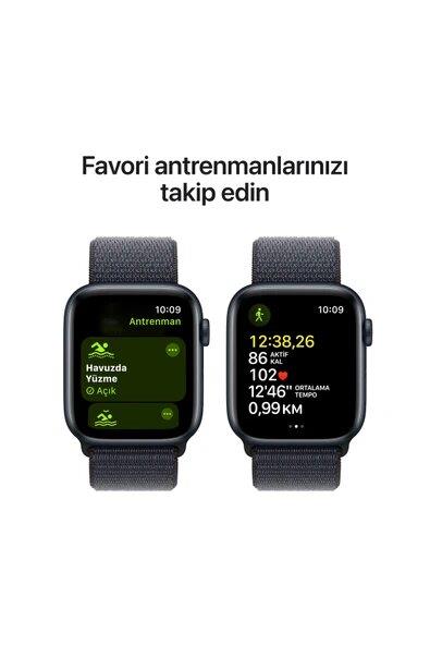 Apple Watch SE 2 2023 GPS 44mm Gece Yarısı Alüminyum Kasa ve Mürekkep Moru Spor Loop Kordon Akıllı Saat - Teşhir