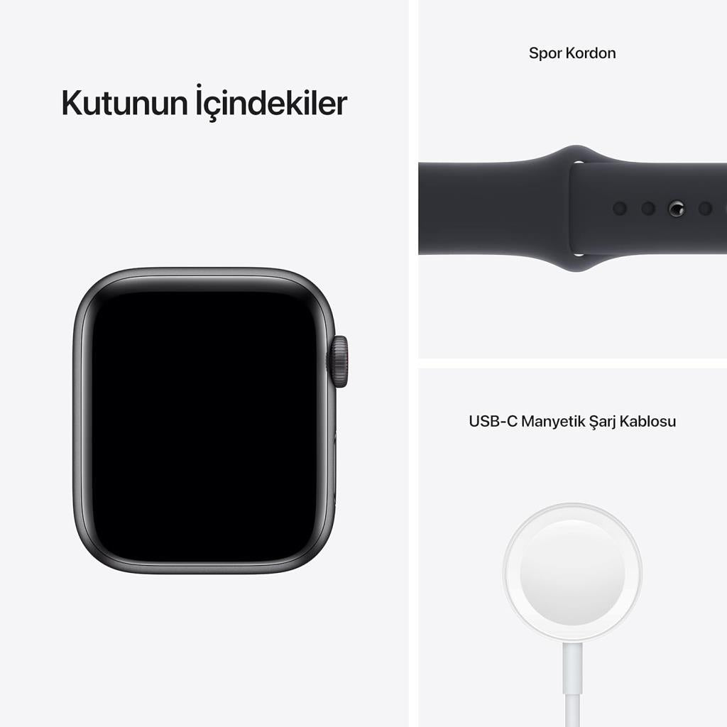 Apple Watch SE GPS + Cellular 40mm Uzay Grisi Alüminyum Kasa ve Spor Kordon Akıllı Saat (Apple Türkiye Garantili)