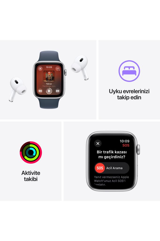 Apple Watch SE GPS + Cellular 40mm Gümüş Alüminyum Kasa ve Buz Mavisi Spor Loop