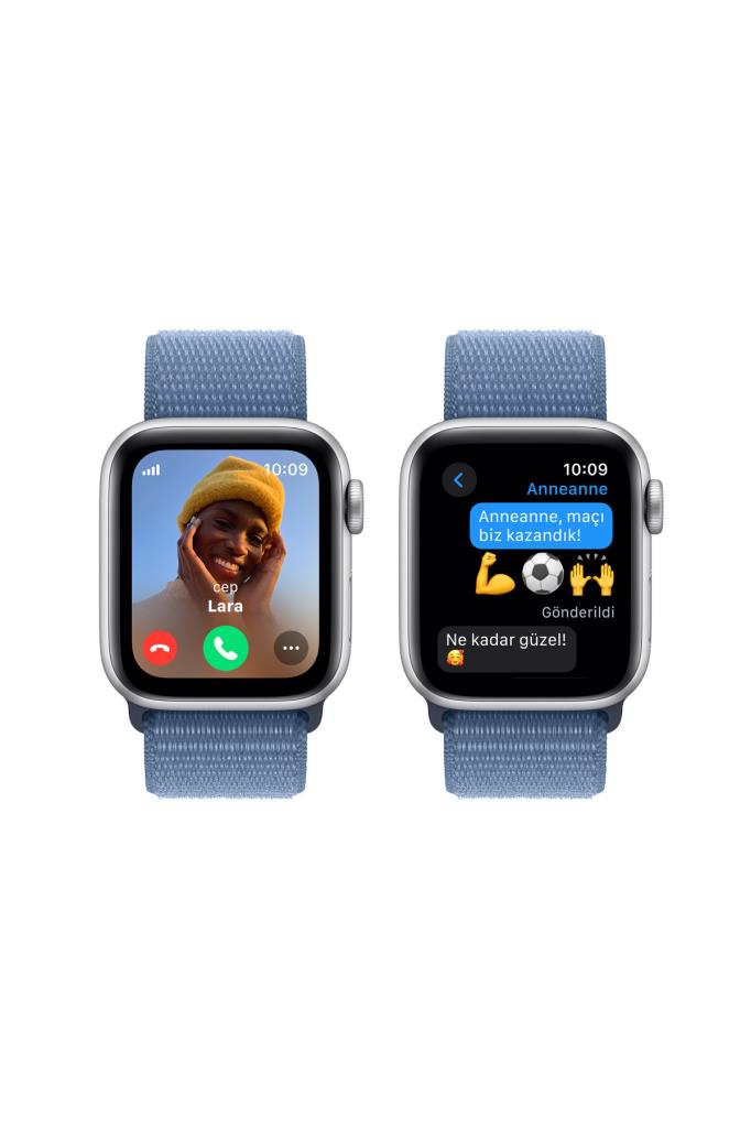 Apple Watch SE GPS + Cellular 40mm Gümüş Alüminyum Kasa ve Buz Mavisi Spor Loop
