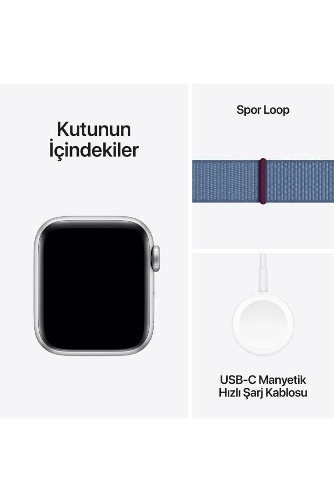Apple Watch SE GPS + Cellular 40mm Gümüş Alüminyum Kasa ve Buz Mavisi Spor Loop