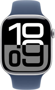 Apple Watch Series 10 GPS 46mm Gümüş Rengi Alüminyum Kasa ve Kot Rengi Spor Kordon Akıllı Saat - Teşhir