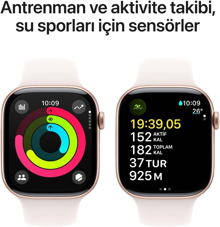 Apple Watch Series 10 GPS 42mm Roze Altın Rengi Alüminyum Kasa ve Bulut Pembesi Spor Kordon Akıllı Saat Outlet (Açıklamayı Okuyunuz)