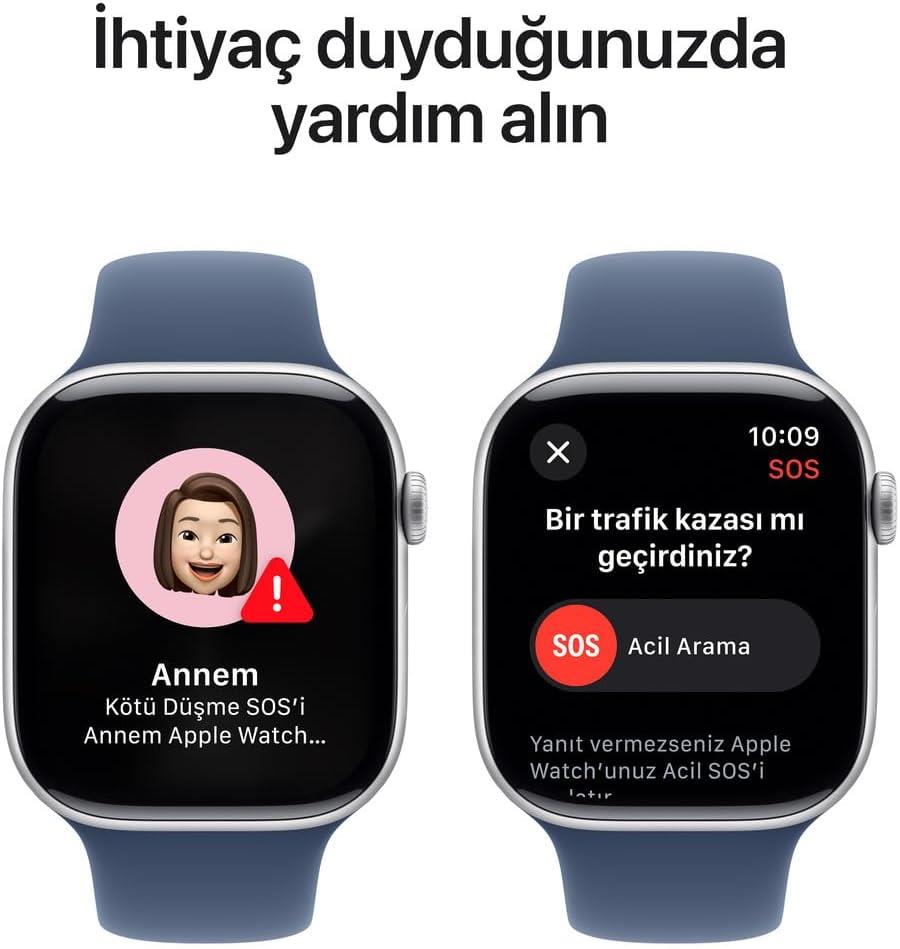 Apple Watch Series 10 GPS 46mm Gümüş Rengi Alüminyum Kasa ve Kot Rengi Spor Kordon Akıllı Saat (Açıklamayı Okuyunuz)