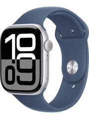 Apple Watch Series 10 GPS 46mm Gümüş Rengi Alüminyum Kasa ve Kot Rengi Spor Kordon Akıllı Saat - Teşhir