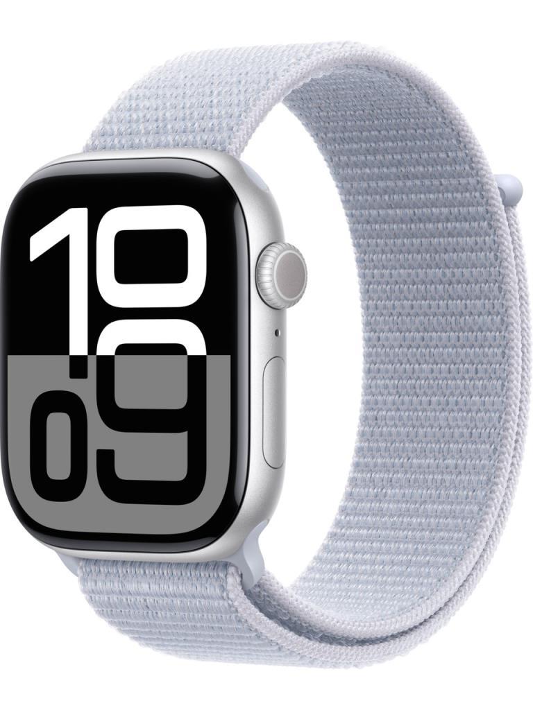 Apple Watch Series 10 GPS 46mm Gümüş Rengi Alüminyum Kasa ve Bulut Mavisi Spor Loop Kordon Akıllı Saat
