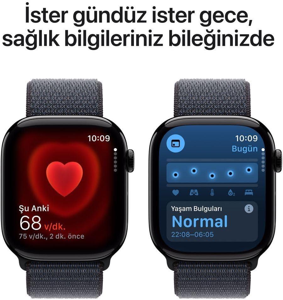 Apple Watch Series 10 GPS 46mm Simsiyah Alüminyum Kasa ve Mürekkep Moru Spor Loop Kordon Akıllı Saat Outlet (Açıklamayı Okuyunuz)