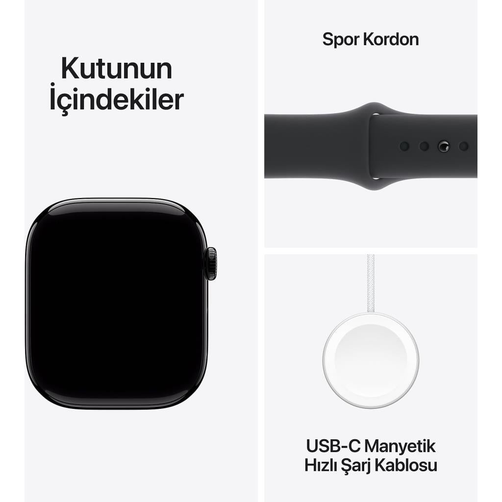 Apple Watch Series 10 GPS 46mm Simsiyah Alüminyum Kasa ve Siyah Spor Kordon Akıllı Saat Teşhir (Açıklamayı Okuyunuz)