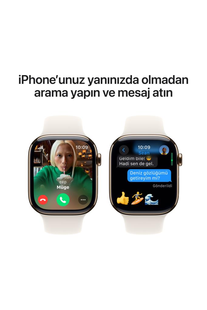 Apple Watch Series 10 GPS + Cellular 42mm Altın Sarısı Titanyum Kasa + Yıldız Işığı Spor Kordon - M/L - OUTLET