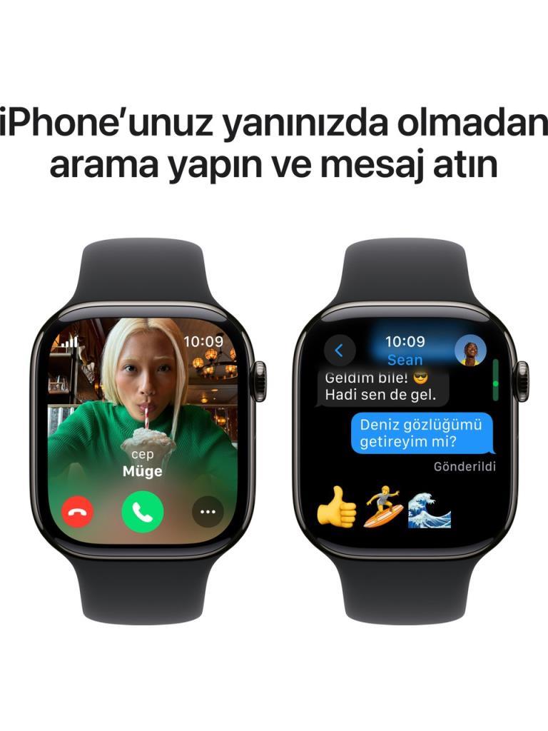 Apple Watch Series 10 GPS + Cellular 42mm Arduvaz Titanyum Kasa ve Siyah Spor Kordon Akıllı Saat - Teşhir