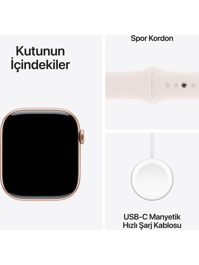 Apple Watch Series 10 GPS 42mm Roze Altın Rengi Alüminyum Kasa ve Bulut Pembesi Spor Kordon Akıllı Saat - Outlet