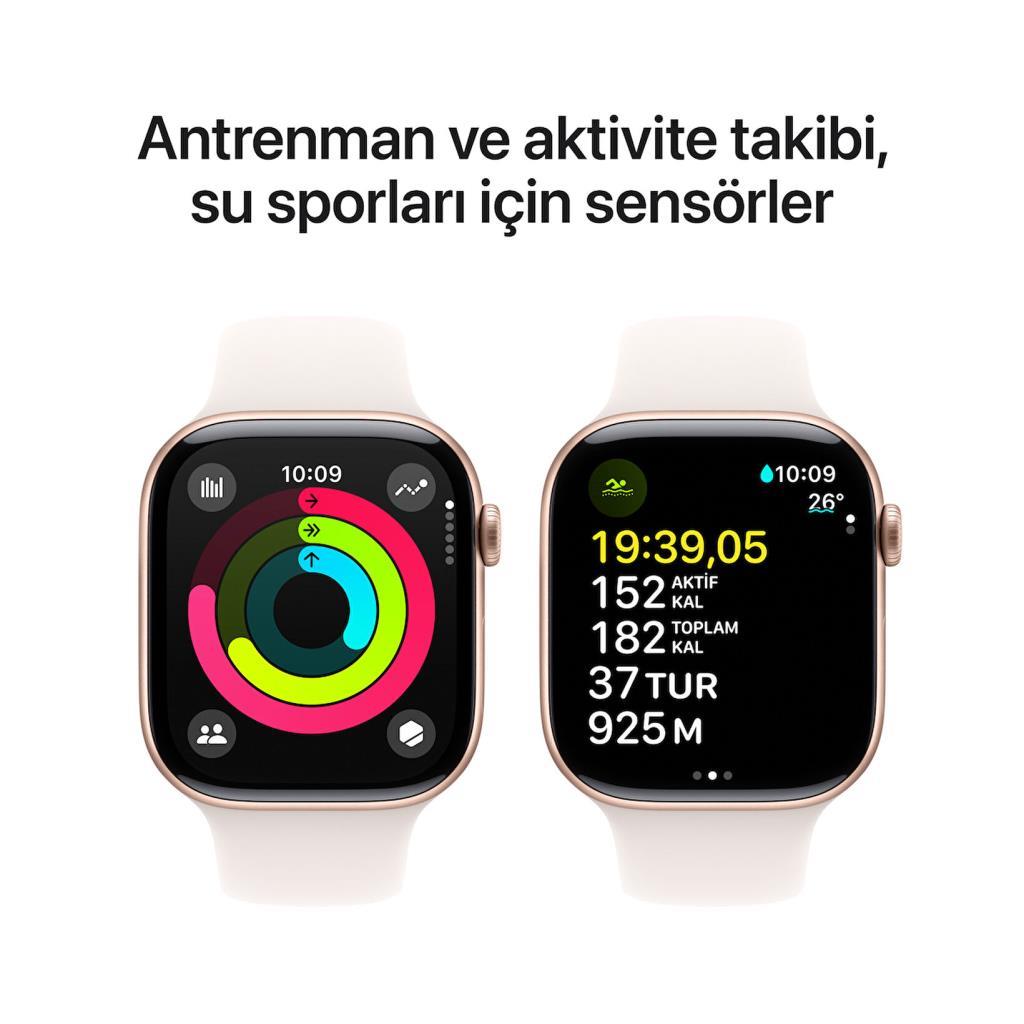 Apple Watch Series 10 GPS + Cellular 42mm Roze Altın Alüminyum Kasa + Bulut Pembesi Spor Kordon - S/M