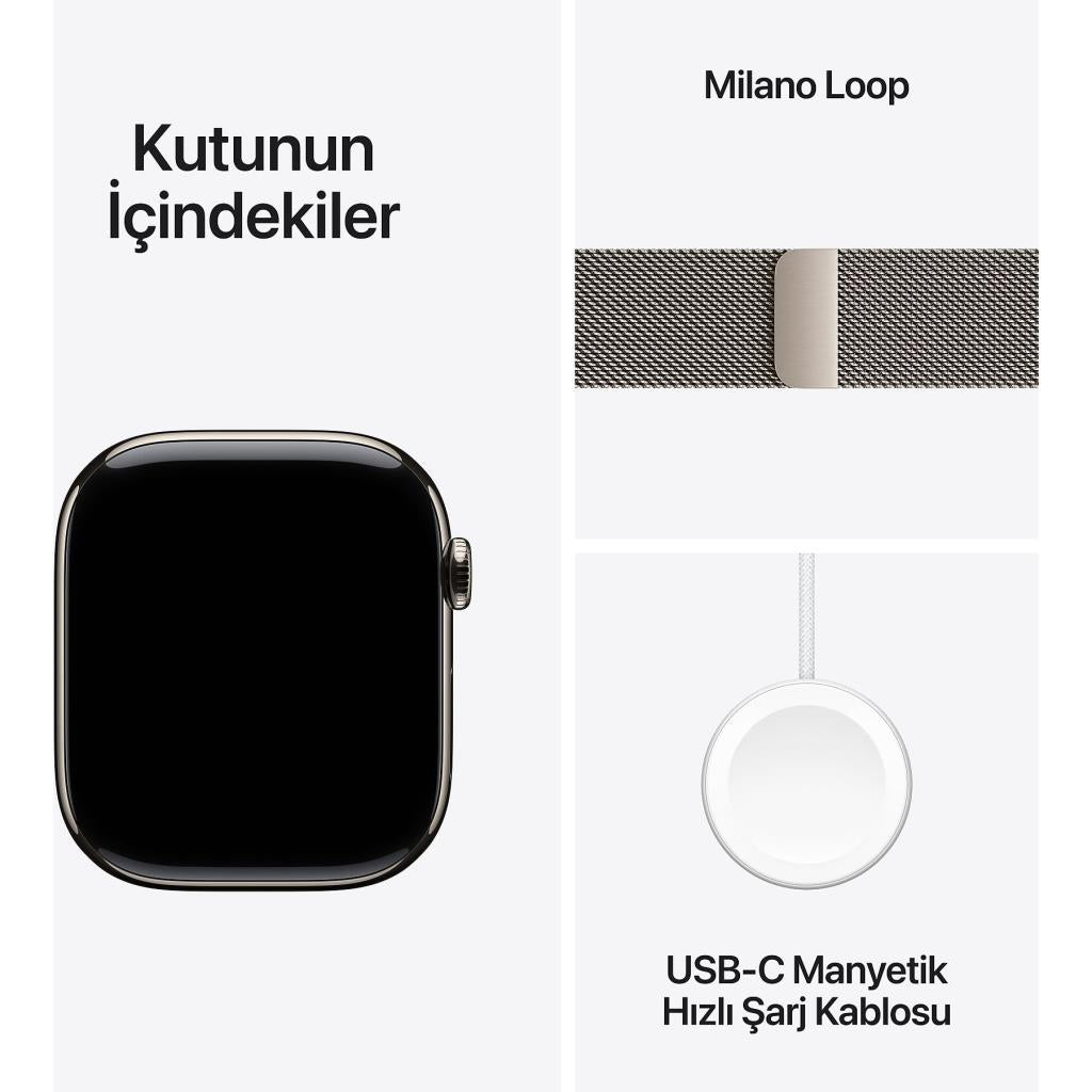 Apple Watch Series 10 GPS + Cellular 46mm Natürel Titanyum Kasa ve Natürel Milano Loop Kordon Akıllı Saat Teşhir (Açıklamayı Okuyunuz)
