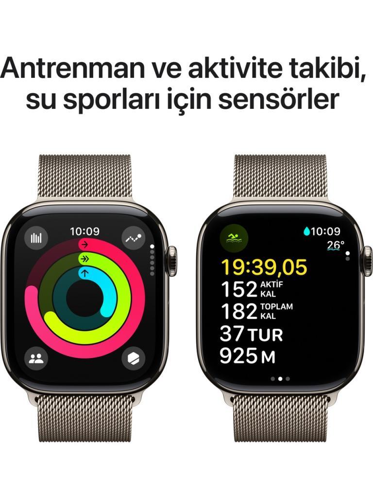 Apple Watch Series 10 GPS + Cellular 46mm Natürel Titanyum Kasa ve Natürel Milano Loop Kordon Akıllı Saat - Outlet