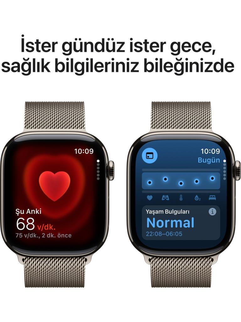 Apple Watch Series 10 GPS + Cellular 46mm Natürel Titanyum Kasa ve Natürel Milano Loop Kordon Akıllı Saat - Outlet