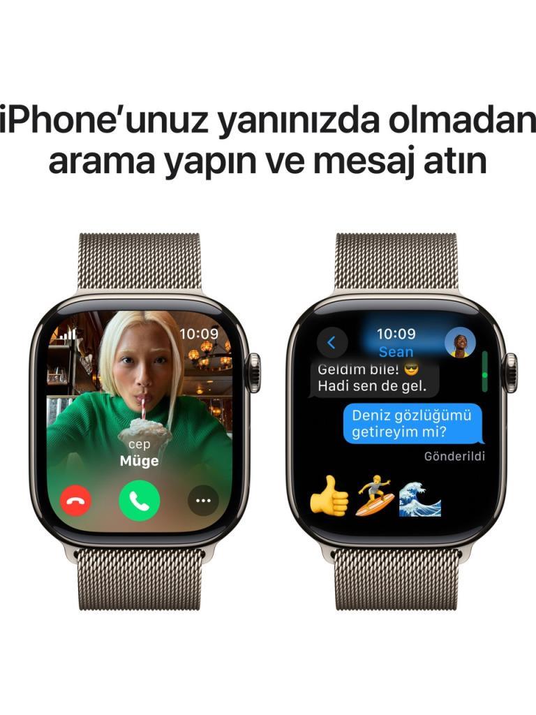 Apple Watch Series 10 GPS + Cellular 46mm Natürel Titanyum Kasa ve Natürel Milano Loop Kordon Akıllı Saat - Outlet
