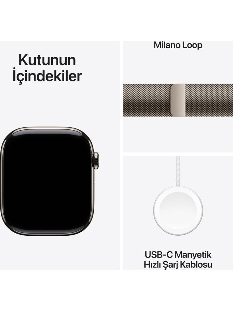 Apple Watch Series 10 GPS + Cellular 46mm Natürel Titanyum Kasa ve Natürel Milano Loop Kordon Akıllı Saat - Outlet