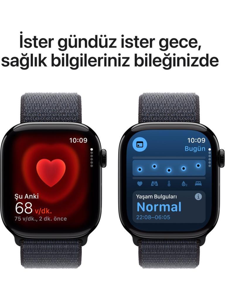 Apple Watch Series 10 GPS 46mm Simsiyah Alüminyum Kasa ve Mürekkep Moru Spor Loop Kordon Akıllı Saat (Apple Türkiye Garantili)