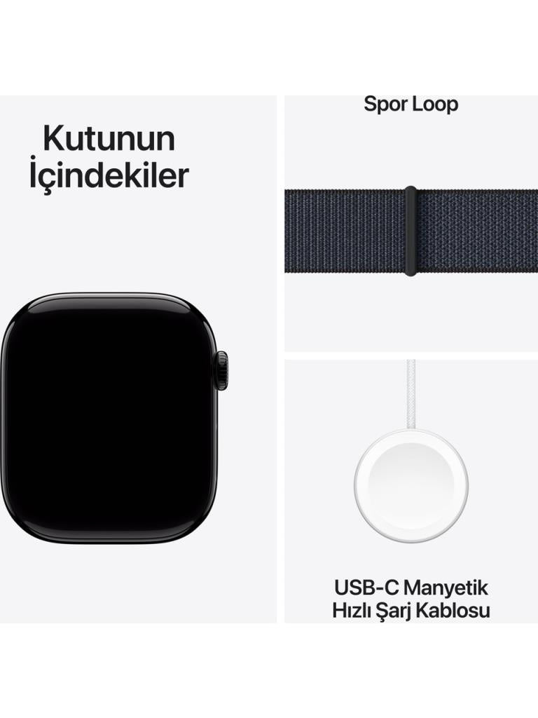 Apple Watch Series 10 GPS 46mm Simsiyah Alüminyum Kasa ve Mürekkep Moru Spor Loop Kordon Akıllı Saat (Apple Türkiye Garantili)