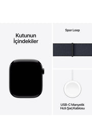 Apple Watch Series 10 GPS + Cellular 46mm Jet Siyah Alüminyum Kasa + Mürekkep Moru Spor Loop - OUTLET