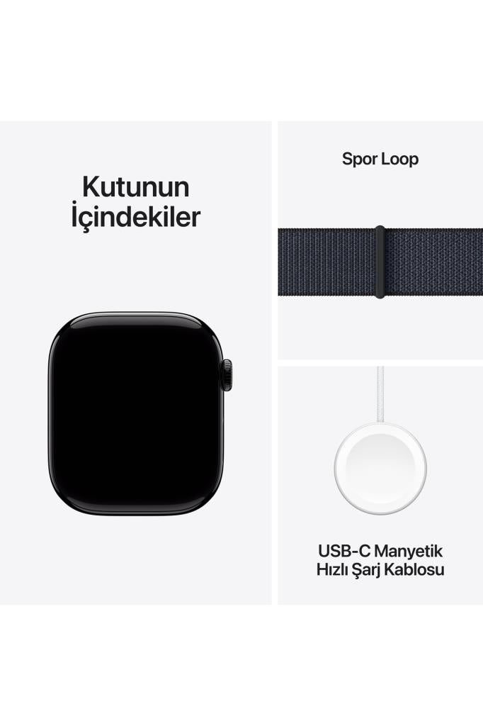 Apple Watch Series 10 GPS + Cellular 46mm Jet Siyah Alüminyum Kasa + Mürekkep Moru Spor Loop - OUTLET